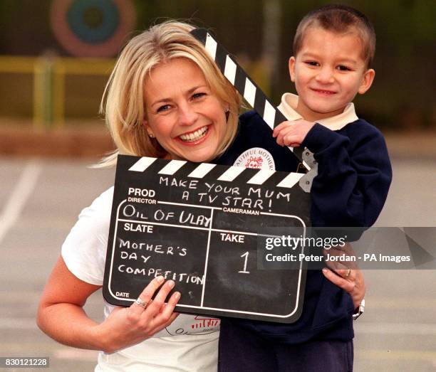 Presenter Ulrika Jonsson with Joseph Ryle from Christ Church primary school in Regents Park, London. She urged children to turn their mothers into...