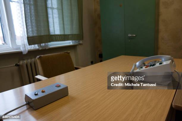 Interrogation Office in the former prison of the East German, communist-era secret police, or Stasi, at Hohenschoenhausen on August 11, 2017 in...