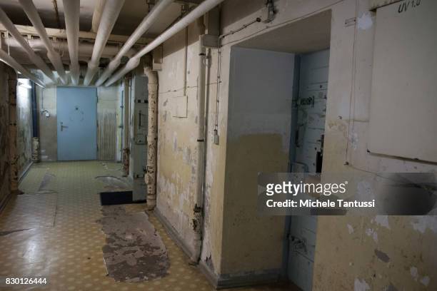Cells in the former prison of the East German, communist-era secret police, or Stasi, at Hohenschoenhausen on August 11, 2017 in Berlin, Germany. The...