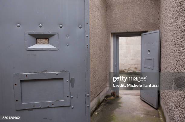 Cells in the former prison of the East German, communist-era secret police, or Stasi, at Hohenschoenhausen on August 11, 2017 in Berlin, Germany. The...