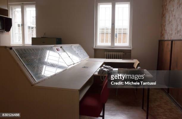 Guard Office in the former prison of the East German, communist-era secret police, or Stasi, at Hohenschoenhausen on August 11, 2017 in Berlin,...