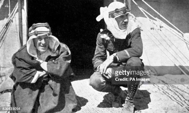 Colonel T.E Lawrence with American writer and broadcaster Lowell Thomas in Arabia during the First World War.