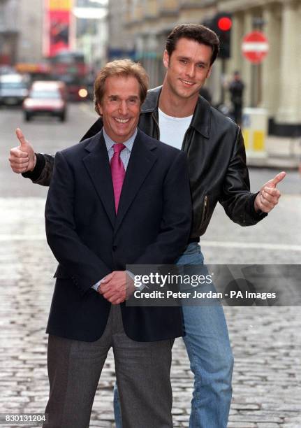 Henry Winkler, the original Fonz in the TV series Happy Days & Craig Urbani who plays the part of the Fonz in a stage musical based on the show,...