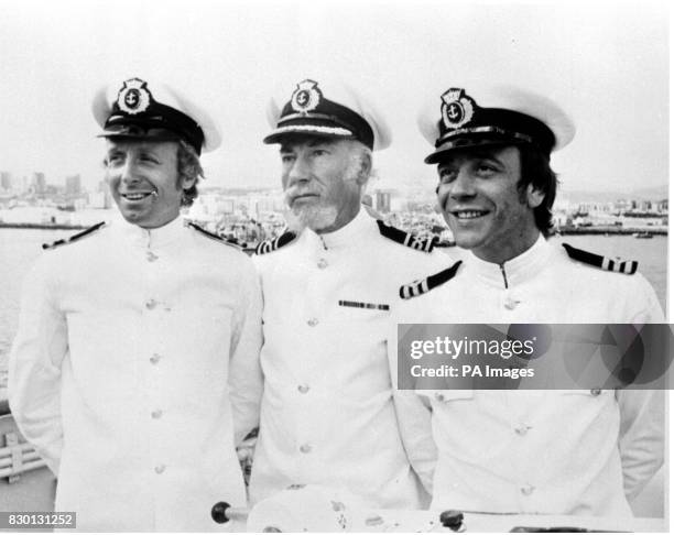 Undated library filer 165575-9 of Geoffrey Davies, Ernest Clark and Robin Nedwell in a scene from Doctor at Sea. It emerged today Tuesday February...