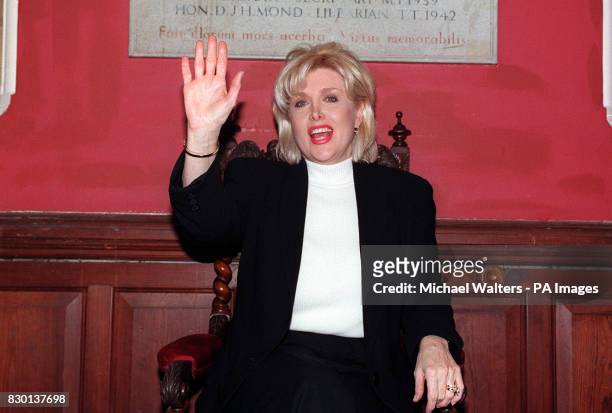 Gennifer Flowers, who had an infamous liaison with US President Bill Clinton, on the Oxford Union president's seat, at Oxford University, where she...