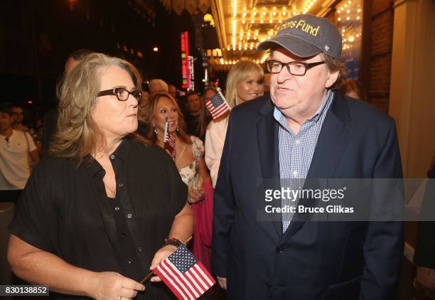 Rosie O'Donnell, Marlo Thomas, Christie Brinkley and Michael Moore walk in a parade of celebration to the opening night party for "Michael Moore:...