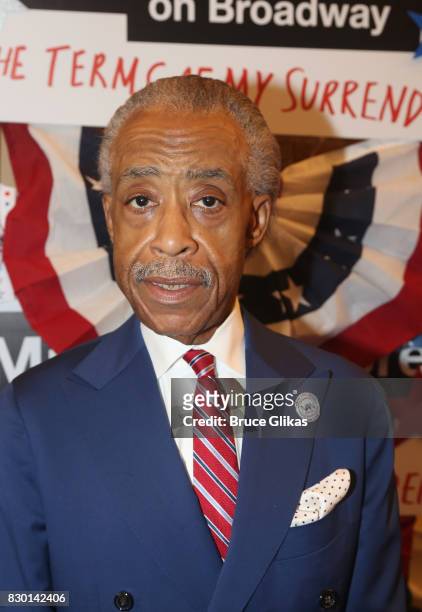 Al Sharpton poses at the opening night arrivals for "Michael Moore: "The Terms Of My Surrender" on Broadway at The Belasco Theatre on August 10, 2017...