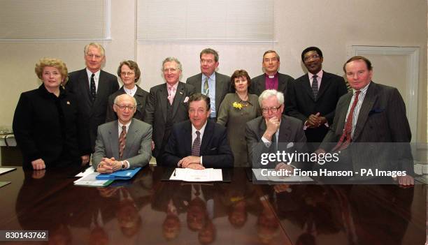 Members of the Royal Commission Lord Butler, Dawn Oliver, Kenneth Munro, Anthony King, Ann Beynon, Rt Reverend Richard Harris and Bill Morris,...