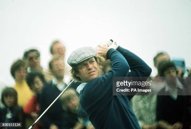 PA NEWS PHOTO JULY 1975 A LIBRARY FILE PICTURE OF AMERICAN GOLFER TOM WATSON DURING THE OPEN GOLF CHAMPIONSHIP AT CARNOUSTIE, SCOTLAND