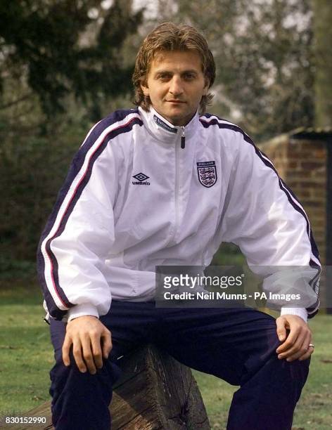 Tottenham midfielder Tim Sherwood during a news conference after England football training at Bisham Abbey in Buckinghamshire. England take on Poland...