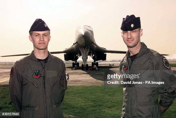 Captain and Major of one of the American B1 bombers of the 77th Bomber squadron which arrived at RAF Fairford in Gloucestershire from South Dakota. *...