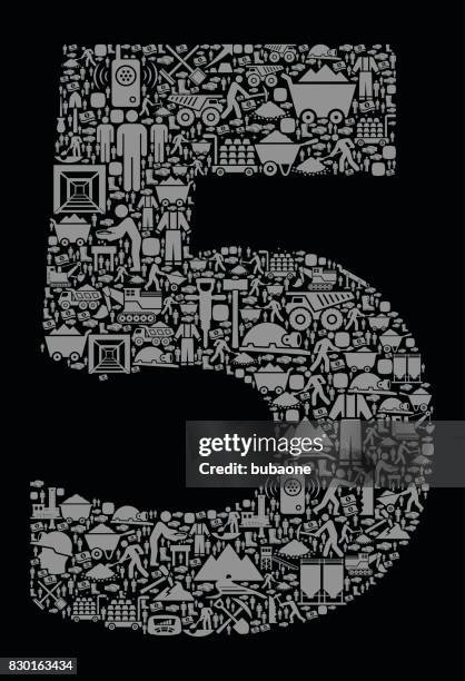 number 5 mining industry vector graphic - man digging icon stock illustrations