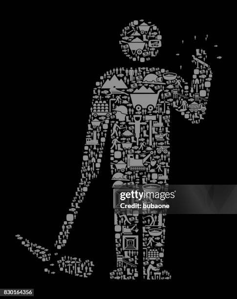 stick figure mining mining industry vector icon background - gold mining stock illustrations
