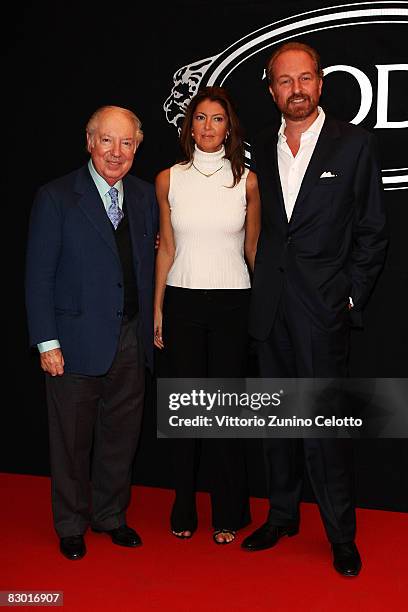 Carlo Giovannelli, Alessandra Retini and Arturo Artom attends the TOD'S Private Dinner During Milan Fashion Week at Via Savona, 56 on September 24,...