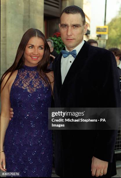 Former footballer and actor Vinnie Jones and his wife Tanya at the Sony Radio Awards held at the Grosvenor House Hotel in London.
