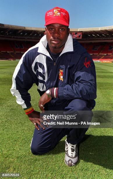 London Broncos rugby league player Martin Offiah, during a photocall at Wembley, ahead of their Challenge Cup Final against Leeds Rhinos.