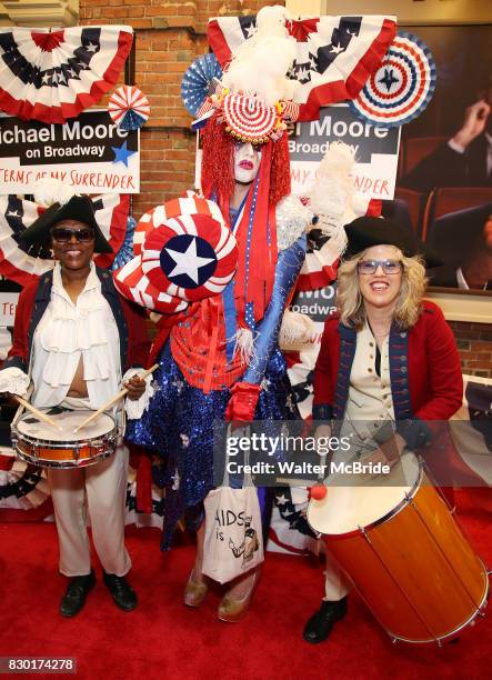 Machine Dazzle attends the Broadway Opening Night Performance for 'Michael Moore on Broadway' at the Belasco Theatre on August 10, 2017 in New York...