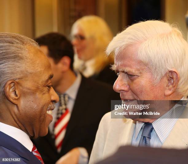 Al Sharpton and Phil Donahue attend the Broadway Opening Night Performance for 'Michael Moore on Broadway' at the Belasco Theatre on August 10, 2017...