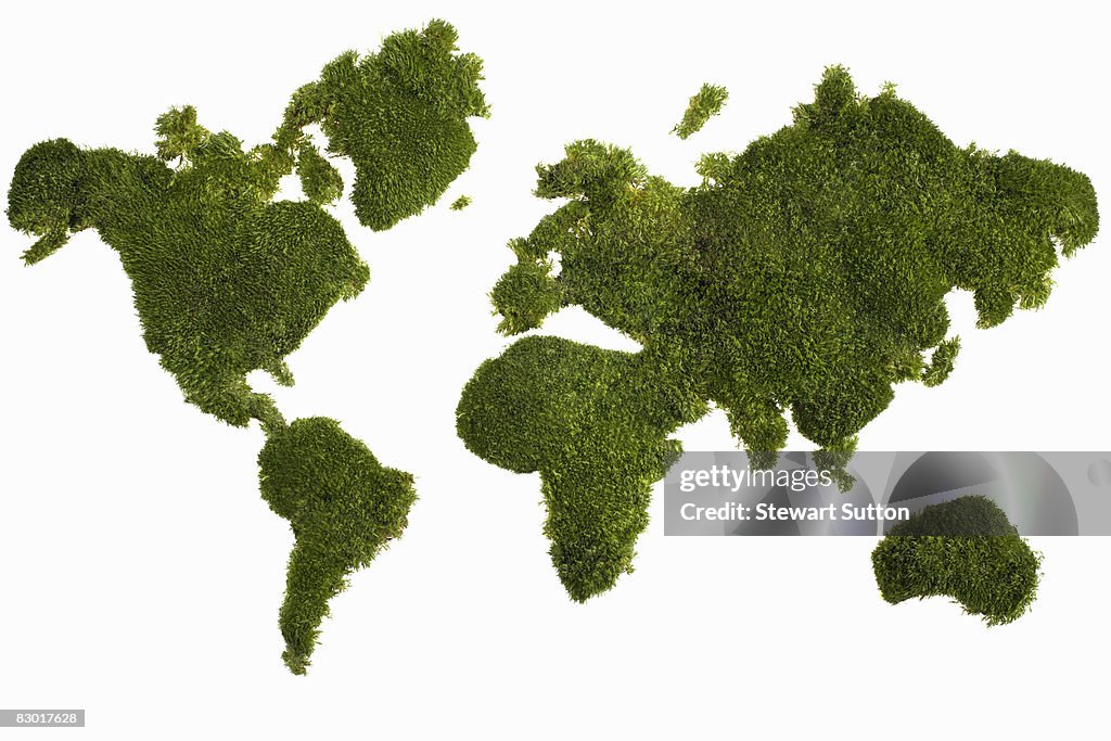 World map made of foliage