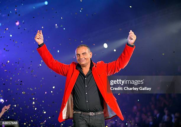 Designer Christian Audigier makes an appearance on the runway after an Ed Hardy presentation at the Macy's Passport 2008 Gala at Santa Monica...