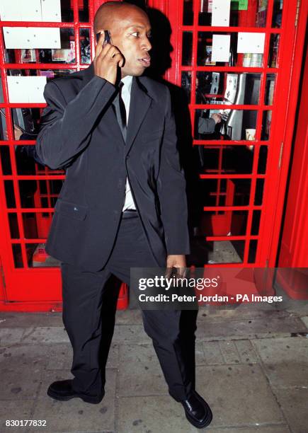 Former footballer now TV presenter, Ian Wright, arrives for the first night of a re-cast 'Beauty and the Beast' musical at the Dominion Theatre in...