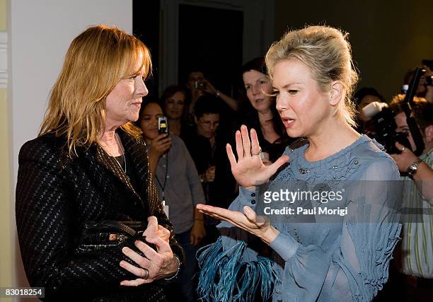 Actresses Amy Madigan and Renee Zellweger talk at the Lifetime and NBCC screening of the Lifetime Original Movie "Living Proof" at the Historical...