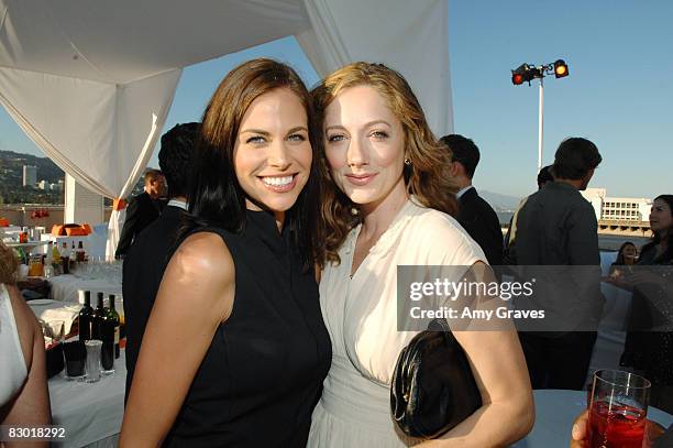 Brooke Burns and Judy Greer attend the Producers and Stars Toast Party Hosted by Dana Walden and Gary Newman on July 18, 2007 in Beverly Hills,...