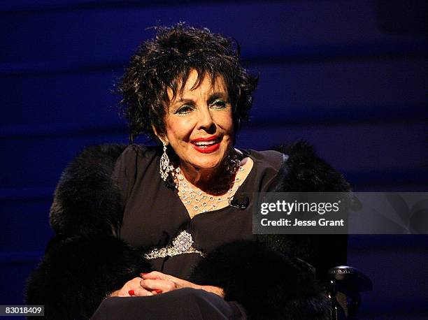 Dame Elizabeth Taylor attends the Macy's Passport 2008 Gala held at Barker Hangar on September 26, 2008 in Santa Monica, California.