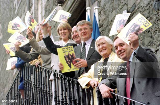 Scottish National Party leader Alex Salmond accompanied by MSP Winnie Ewing , Ian Hudghton MEP and candidates for the European Parliament elections...