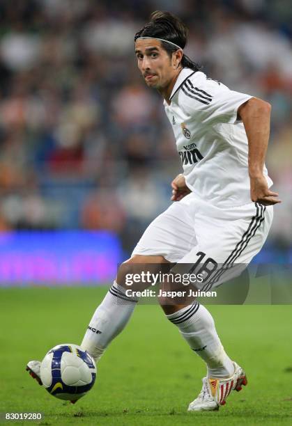 Ruben de la Red of Real Madrid runs with the ball during the La Liga match between Real Madrid and Real Sporting de Gijon at the Santiago Bernabeu...