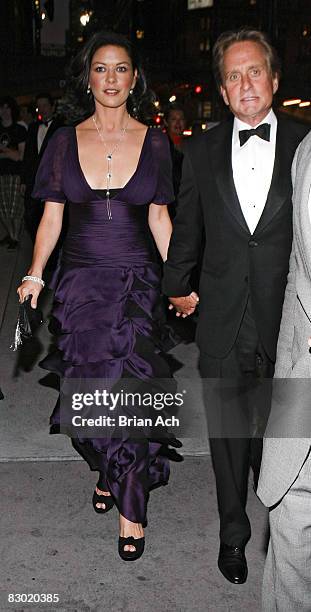 Actress Catherine Zeta-Jones and actor Michael Douglas at the Elie Wiesel Foundation for Humanity to Honor French President Nicolas Sarkozy event at...