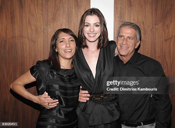 Producer Neda Armian, actress Anne Hathaway and producer Marc Platt attend the after party for the Cinema Society and Lancome screening of "Rachel...