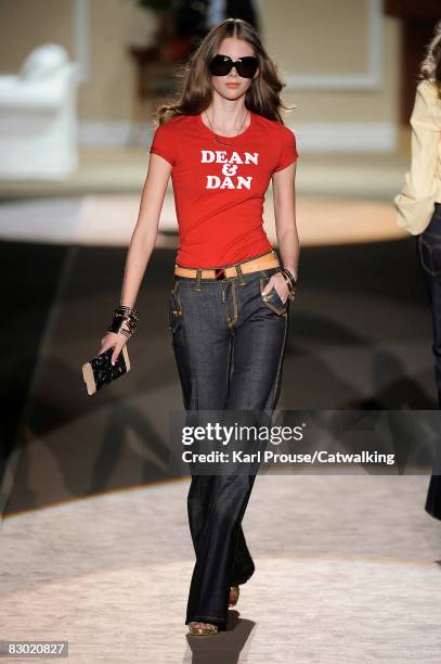 Model walks the runway during the DSquared2 show part of Milan Fashion Week Spring/Summer 2009 on September 25,2008 in Milan,Italy.