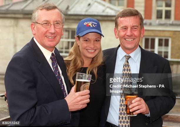 'Face of Fosters' Mimi MacPherson, sister of supermodel Elle, with Scottish & Newcastle Chief Executive Brian Stewart and Finance Director Derek...