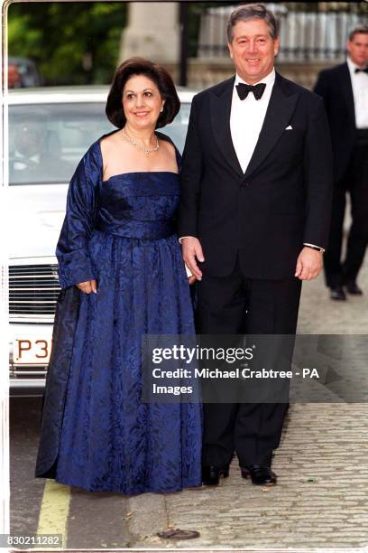 Crown Prince Alexander and Princess Catarina of Yugoslavia arrive at Bridgewater House in Victoria, London, for a gala ball two days before the...