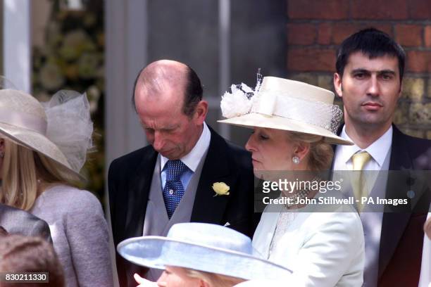 Princess Alexandra with the Duke of Kent at the Greek Orthodox Cathedral of St Sophia in Bayswater, west London, following the wedding of Princess...