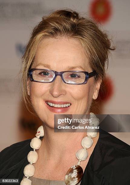 Actress Meryl Streep attends the Donostia Award press conference at the Kursaal Palace during the 56th San Sebastian International Film Festival on...