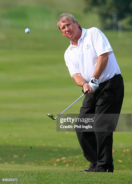 Peter Mitchell of England in action during the 1st round of the Scottish Seniors Open played at the Marriott Dalmahoy Hotel and Country Club on...