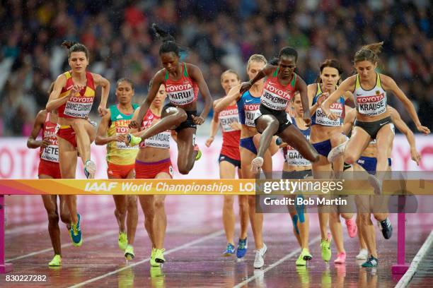 16th IAAF World Championships: Spain Irene Sánchez-Escribano, Kenya Purity Cherotich Kirui, Kenya Hyvin Jepkemoi and Germany Gesa Felicitas Krause in...