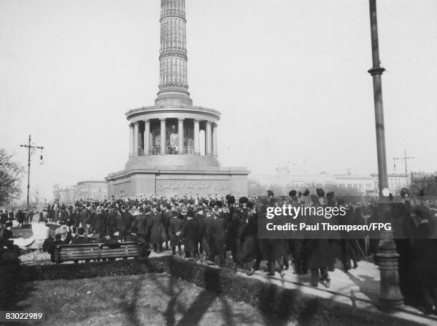 Female suffrage demonstration at the Siegessaule in Berlin, 6th March 1910.