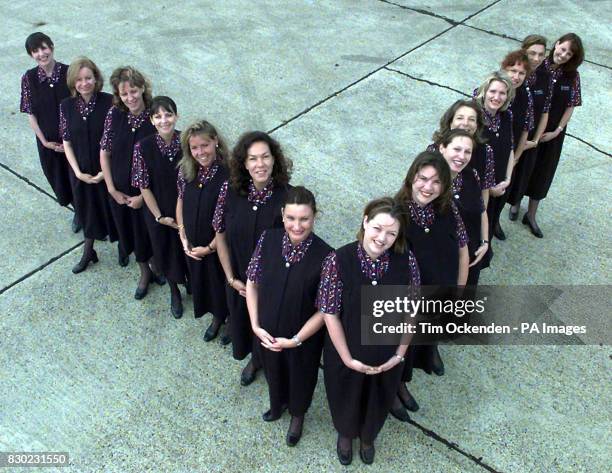 Some of the 600 British Airways air stewardesses who are pregnant and are expecting their babies to arrive around the Millennium show their various...