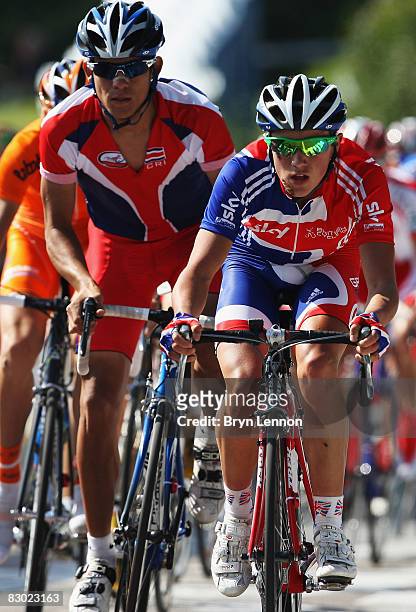 Peter Kennaugh of Great Britain in action during the Men's Under 23 Road Race at the 2008 UCI Road World Championships on September 26, 2008 in...