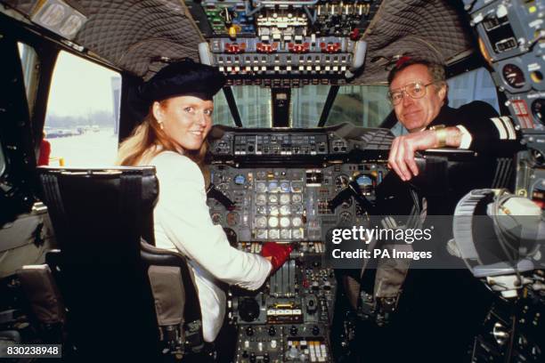 The Duchess of York, after becoming the first woman Royal to gain a private pilot's licence last month, went on the flight deck of a Concorde...