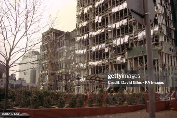 Office buildings in London's Docklands were damaged in bomb blast, signalling the end of the IRA's ceasefire.
