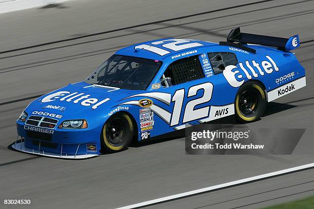 Ryan Newman, driver of the alltel Dodge, drives during practice for the NASCAR Sprint Cup Series Camping World RV 400 at Kansas Speedway on September...