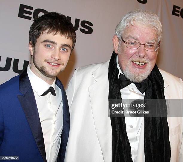 Daniel Radcliffe and Richard Griffiths pose at The Opening Night After Party for "Equus" on Broadway at Pier 60 on September 25, 2008 in New York...