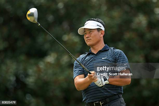 Choi of South Korea plays his tee shot on the fifth hole during the second round of THE TOUR Championship presented by Coca-Cola, at East Lake Golf...