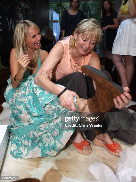 Actresses Jean Smart and Kristin Chenoweth at the Nine West suite at the Kari Feinstein Emmy Style Lounge at a private residence on September 19,...