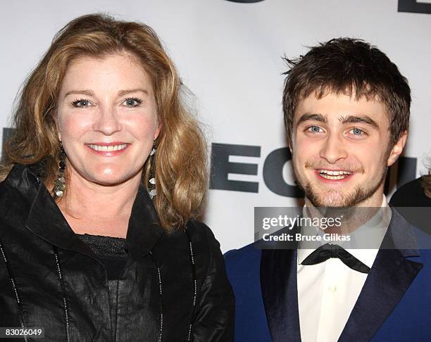 Kate Mulgrew and Daniel Radcliffe pose at The Opening Night After Party for "Equus" on Broadway at Pier 60 on September 25, 2008 in New York City.