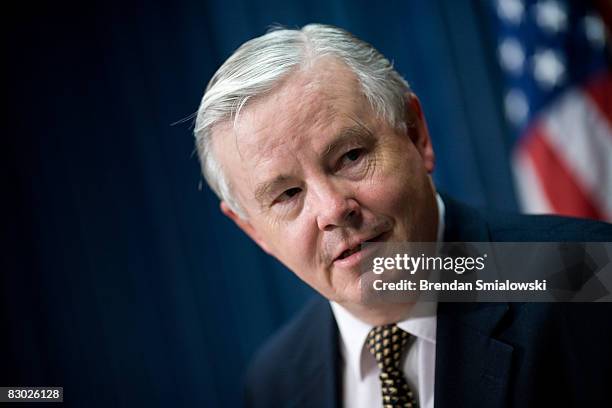 Rep. Joe Barton speaks during a news conference on Capitol Hill September 26, 2008 in Washington, DC. Representatives Joe Barton , Steve Buyer , Jim...